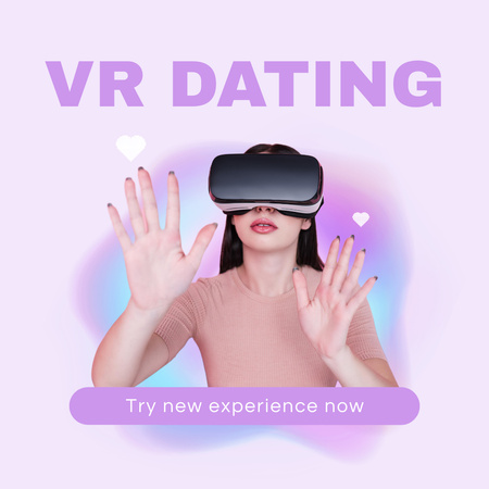 VR ヘッドセットを使用してバーチャル デートを探索する Instagramデザインテンプレート