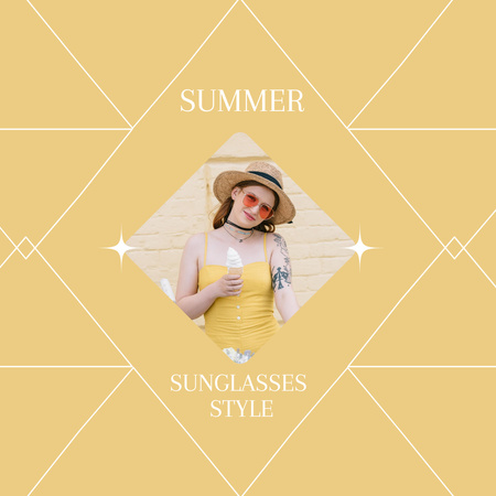 Summer Sunglasses Yellow Instagram Design Template