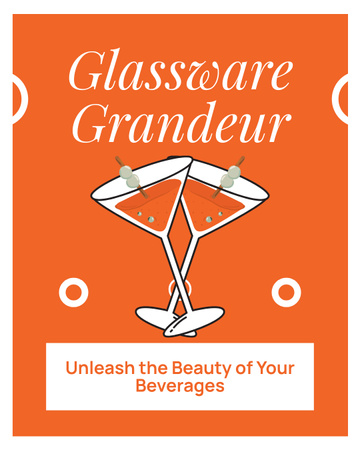 Glassware Offer with Illustration of Cocktails Instagram Post Vertical Design Template