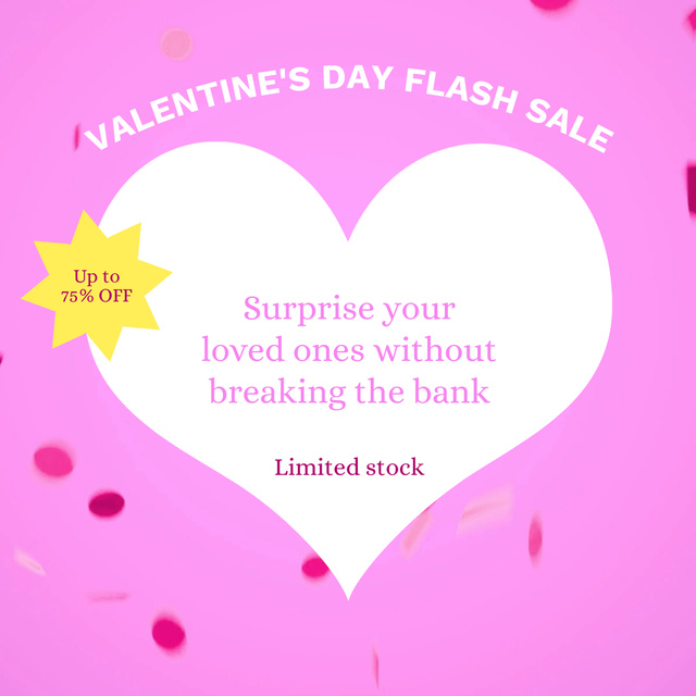 Budget-friendly Presents And Flash Sale Due Valentine's Day Animated Post Design Template