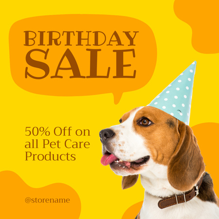 Birthday Sale on Pet Care Products Instagram AD Design Template