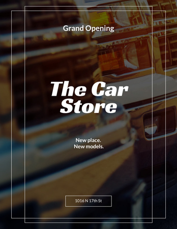 Car store grand opening announcement Flyer 8.5x11in Design Template
