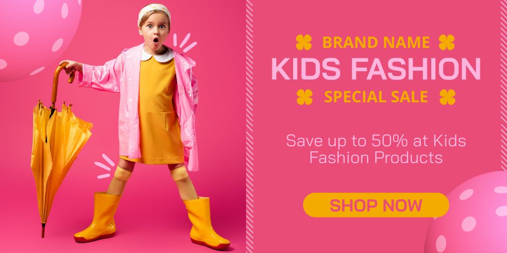 Kids Fashion Clothes Collection Twitter Design Template