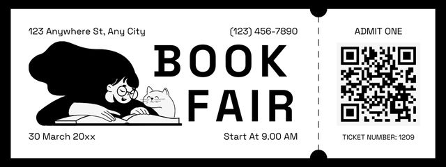 Plantilla de diseño de Book Fair Invitation Ticket 