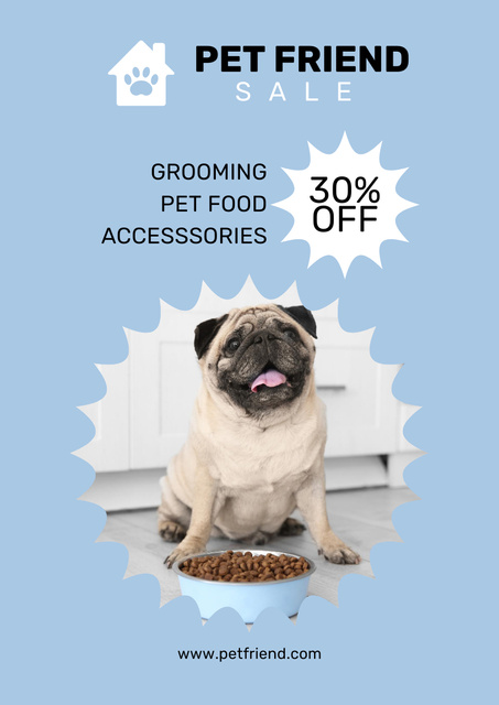 Pet Salon Promotion With Discount For Grooming And Food Poster A3 Tasarım Şablonu