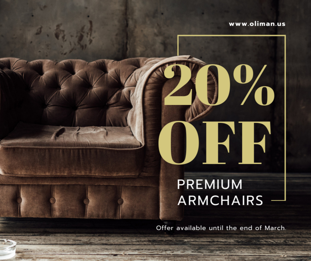 Furniture Store Sale Luxury Armchair in Brown Facebook – шаблон для дизайну