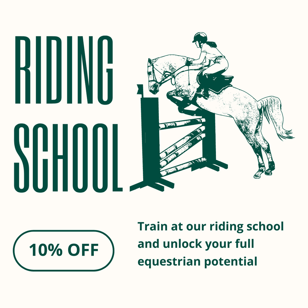Ontwerpsjabloon van Instagram van Renowned Horse Riding School At Discounted Rates