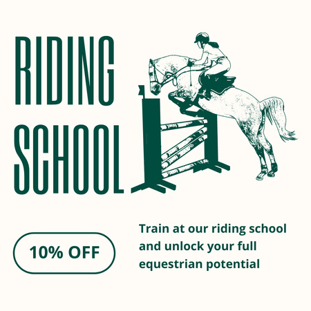 Renowned Horse Riding School At Discounted Rates Instagram Design Template