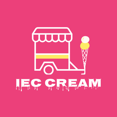 ピンクのアイスクリームのエンブレム Logo 1080x1080pxデザインテンプレート