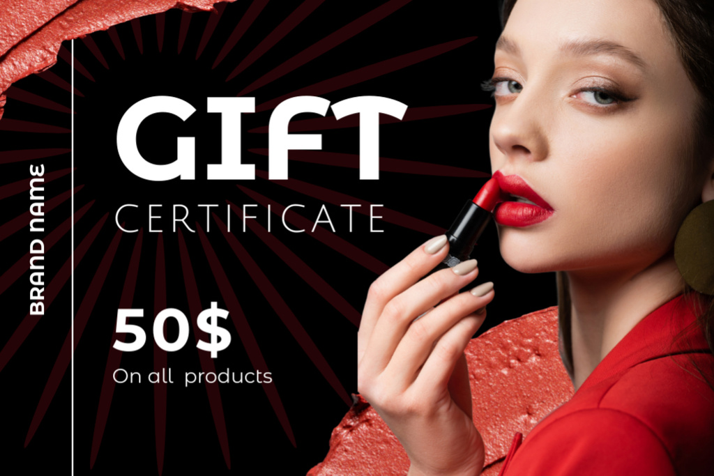 Platilla de diseño Gift Voucher for All Makeup Products Gift Certificate
