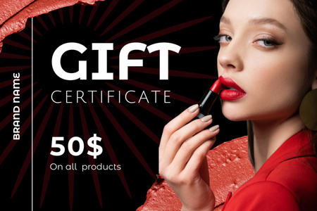 Platilla de diseño Gift Voucher for All Makeup Products Gift Certificate