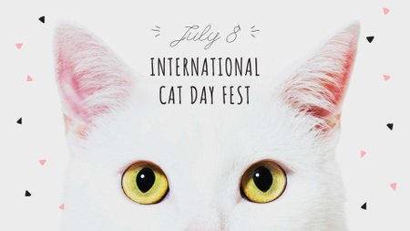 Cat Day Festival Announcement with cute Kitty FB event cover Tasarım Şablonu