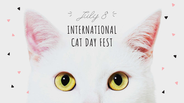 Cat Day Festival Announcement with cute Kitty FB event cover tervezősablon