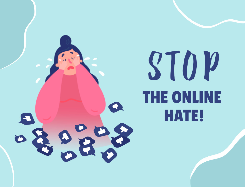 Platilla de diseño Appeal to Stop Online Hate In Blue Postcard 4.2x5.5in