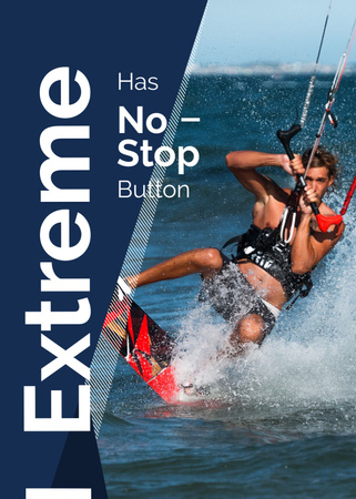 Extreme Inspiration Man Riding Kite Board Flayer Design Template