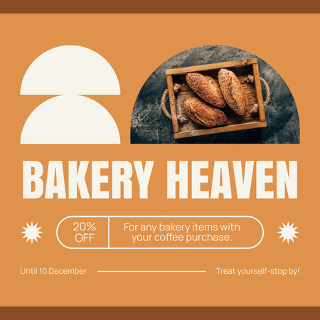 Discounts For Bakery Items With Coffee Purchase Instagram AD Design Template