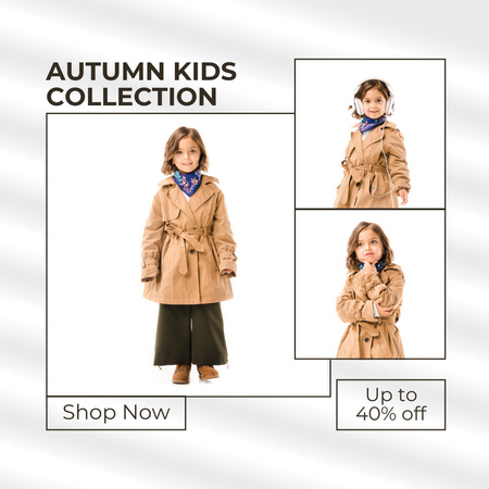 Coleção de moda infantil de outono com tarifas reduzidas Instagram Modelo de Design