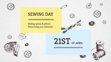 Illustration of Threads for Sewing FB event cover Design Template