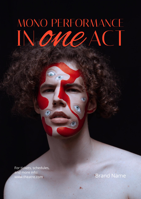 Designvorlage Theatrical Show Announcement with Man's Painted Face für Poster