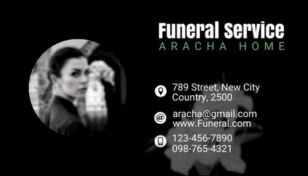 Plantilla de diseño de Contactos de la funeraria en negro Business Card US 