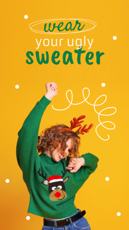 Plantilla de diseño de Use un suéter navideño feo Instagram Story 