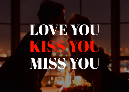 Template di design Saluto di San Valentino con una coppia che si bacia carina Postcard