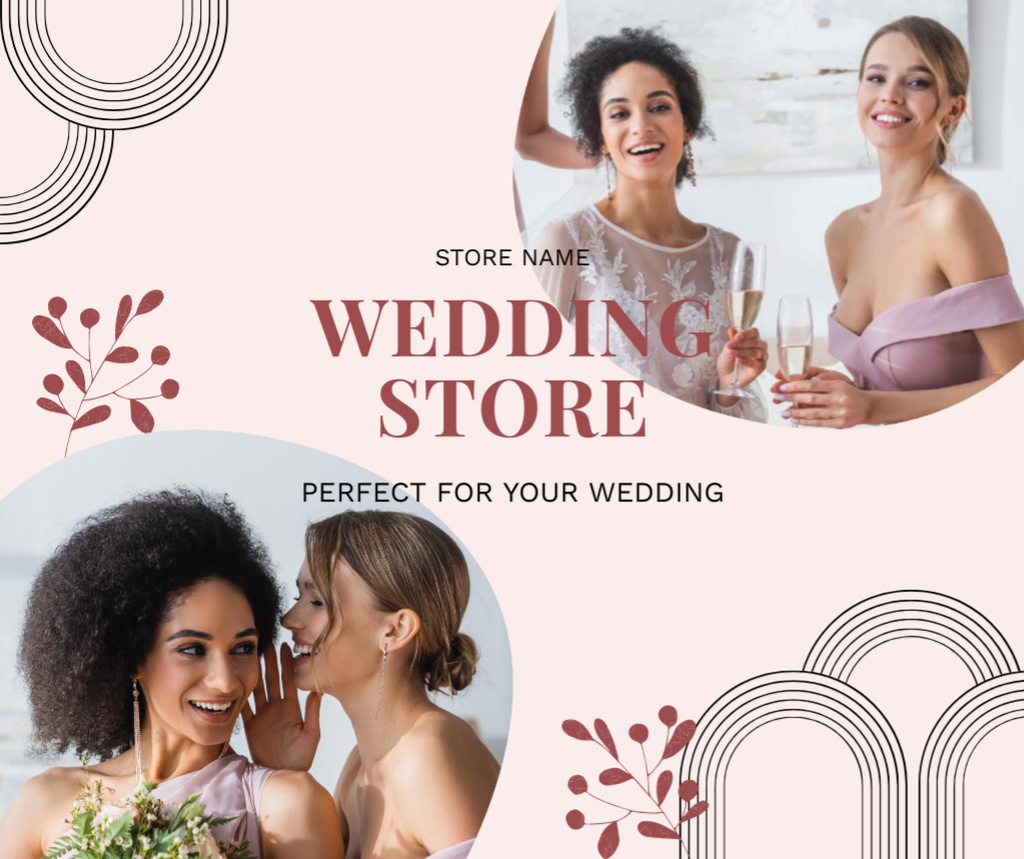 Designvorlage Wedding Dresses Store Offer für Facebook