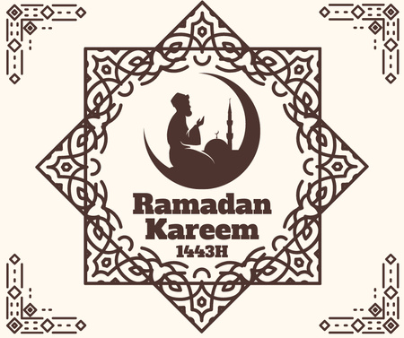 Ramadan Greeting with Ornament Facebook Design Template