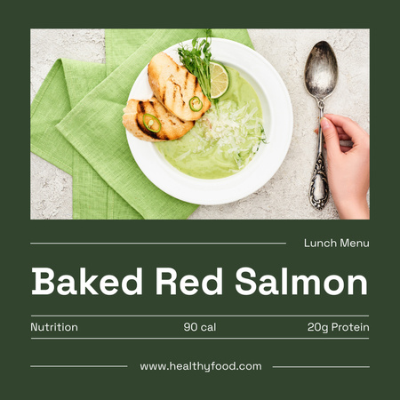 Baked Red Salmon Offer Instagram Design Template
