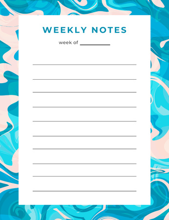 Weekly Planner with Abstract Curved Pattern Notepad 107x139mm Design Template