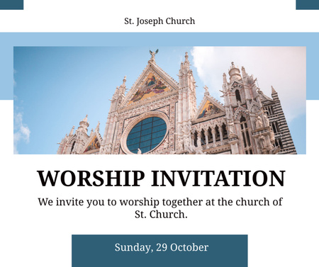 Worship Announcement in Cathedral Facebook Design Template