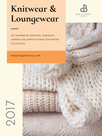 Knitwear Ad with Cozy Textile Pieces Poster US Design Template
