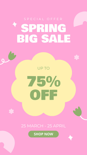 Big Spring Sale Announcement on Pink Instagram Story Design Template