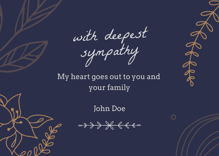 Sympathy Phrase with Floral Pattern Card Design Template