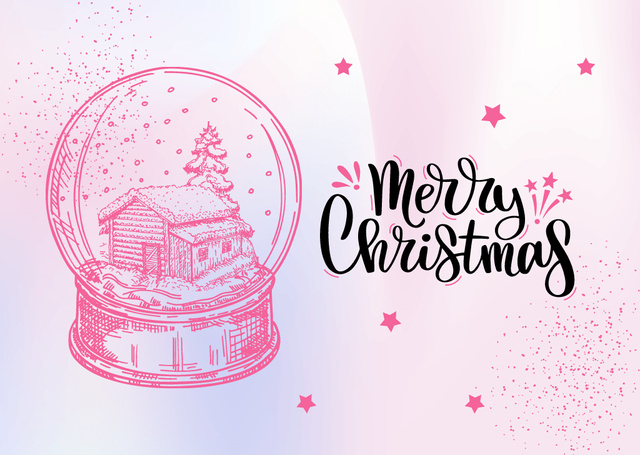 Merry Christmas Wishes with Snow Globe Cardデザインテンプレート