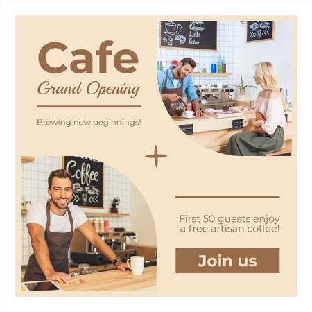 Открытие кафе с бесплатным кофе для первых клиентов Instagram AD – шаблон для дизайна