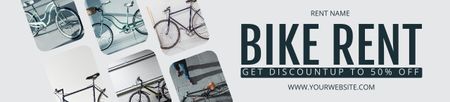 Bicycle Rent Offer with Collage of Bikes Ebay Store Billboard – шаблон для дизайна