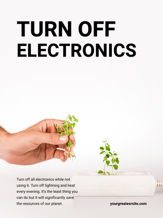 Template di design Energy Conservation Concept with Plants Growing in Socket Poster US