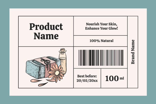 Natural Skincare Products Offer With Glowing Effect Label Design Template