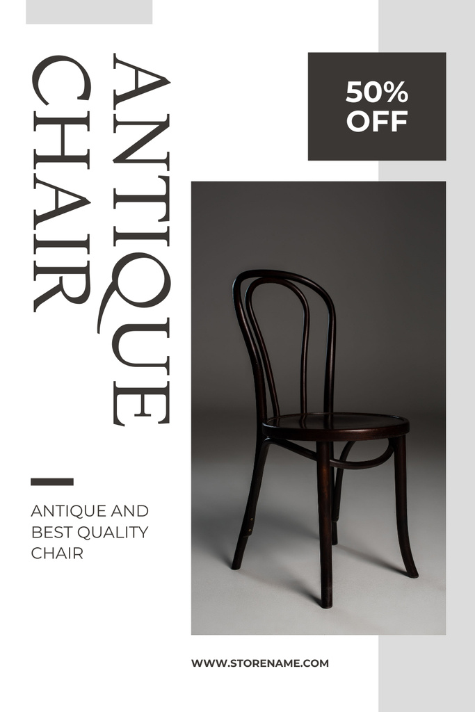 Ontwerpsjabloon van Pinterest van Antique Wooden Chair At Reduced Rates Offer