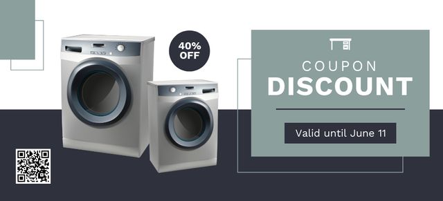 Washing Machines Discount with Big Discount Coupon 3.75x8.25in Πρότυπο σχεδίασης