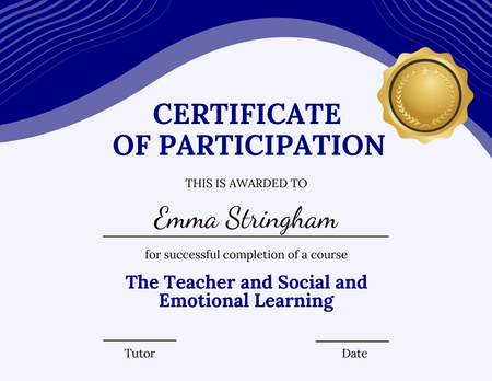 Ontwerpsjabloon van Certificate van Gerespecteerde erkenning van de voltooiing van de cursus