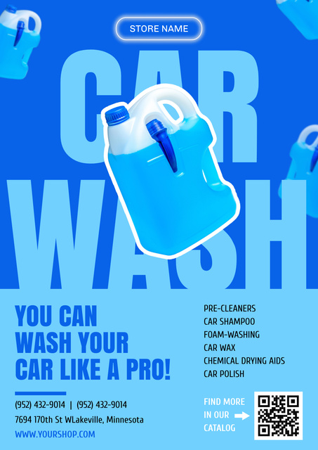 Offer of Car Washing Services Poster Πρότυπο σχεδίασης