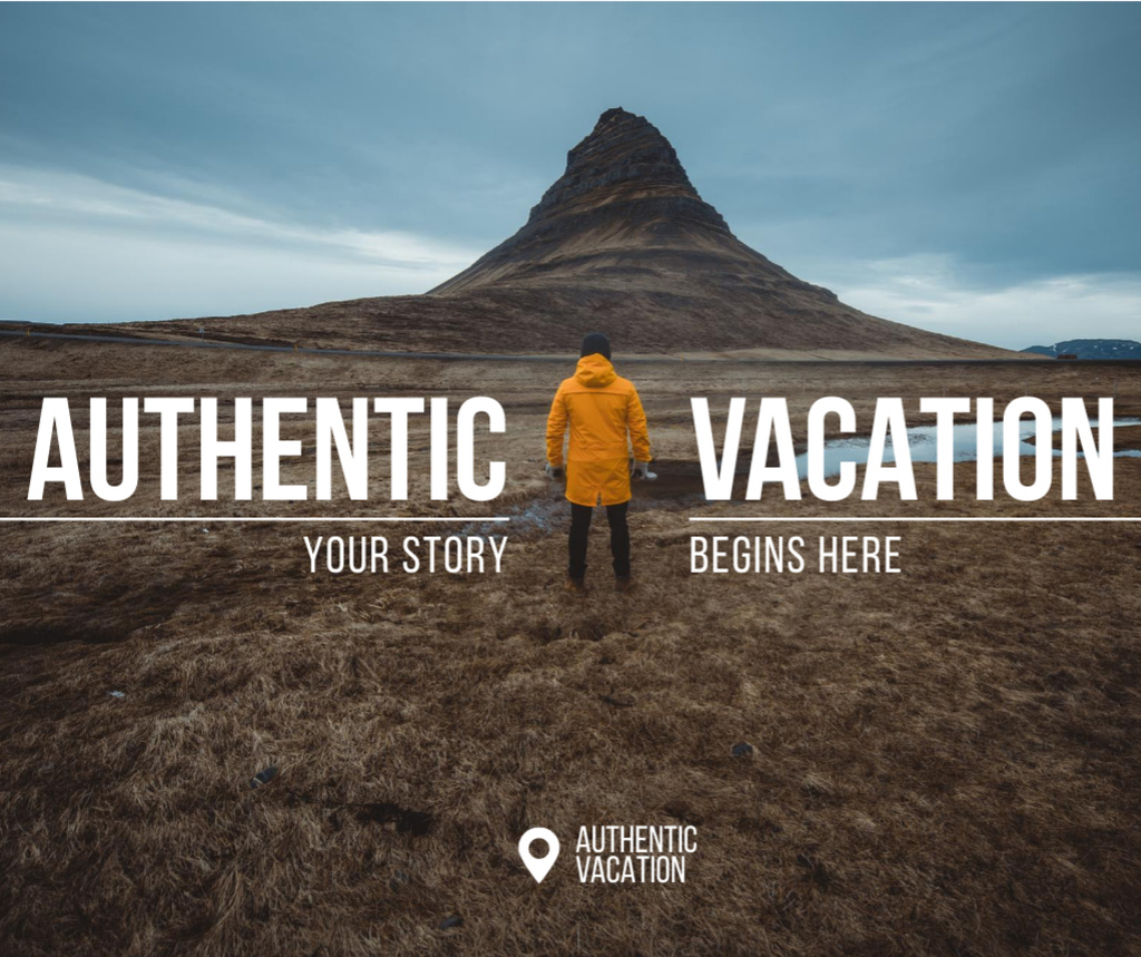 Travel Inspiration with Man in Valley Facebook Design Template