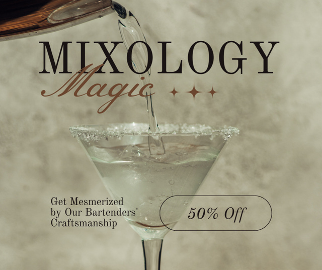 Platilla de diseño Offer Magic Cocktails at Half Price Facebook