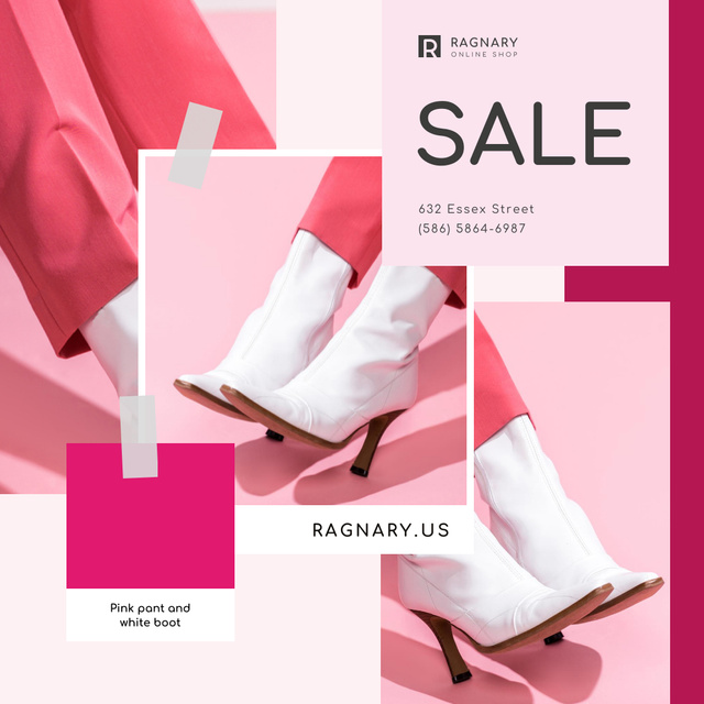 Shoes Store Ad Female Legs in Ankle Boots Instagram Design Template