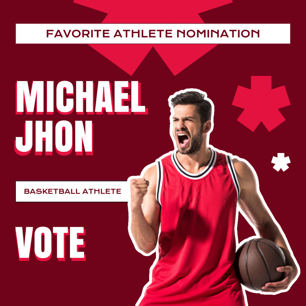 Nomination of Favorite Athlete with Young Basketball Player Instagram AD Πρότυπο σχεδίασης