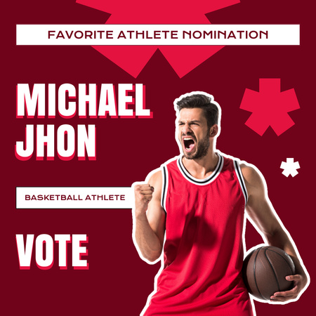 Ontwerpsjabloon van Instagram AD van Nominatie van favoriete atleet met jonge basketbalspeler