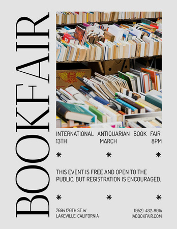 Book Fair Announcement Poster 8.5x11in Modelo de Design