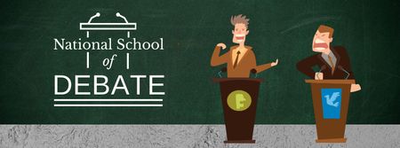 School of Debates Promotion Two Men by Tribunes Facebook Video cover Design Template